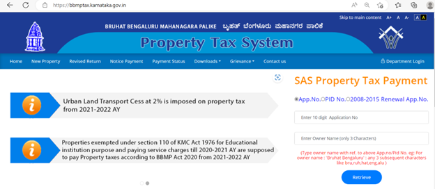 How To Pay BBMP Property Tax Online