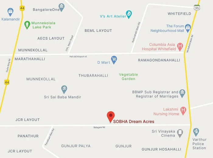 SOBHA Dream Acres Google Map