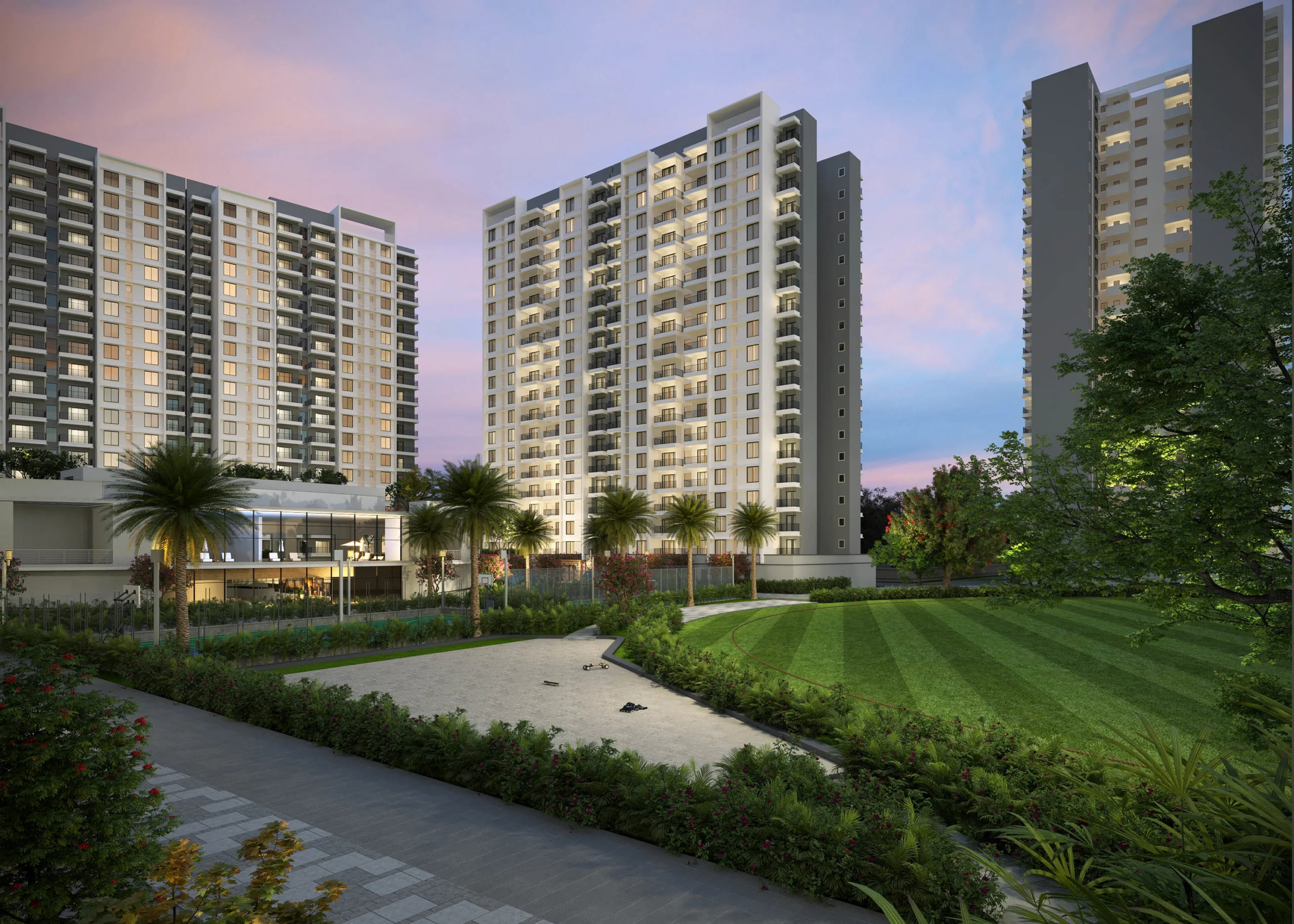 View of Towers A3 & A4 from Biking Trail- Luxury Flats in Dwarka Expressway