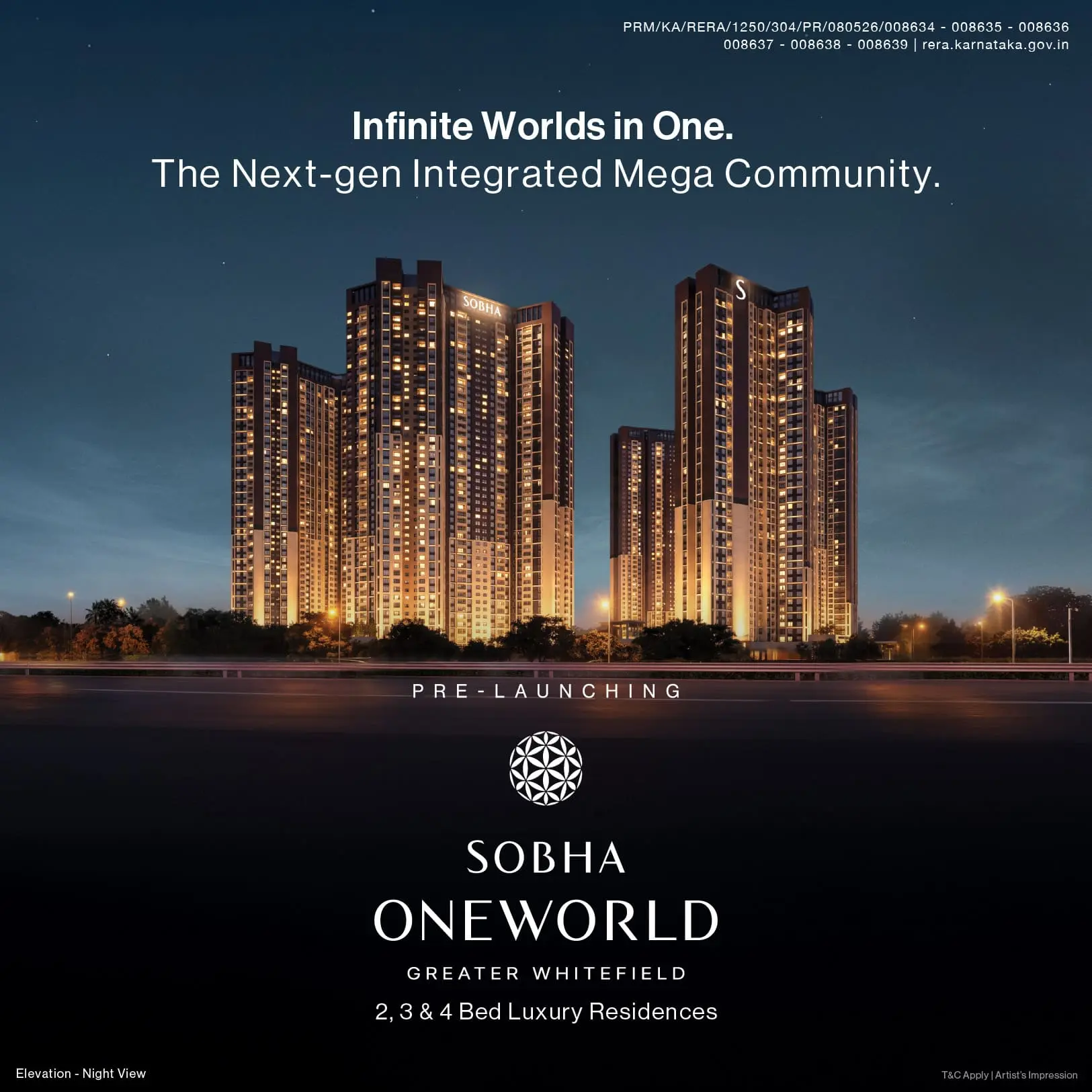 SOBHA OneWorld, Greater Whitefield Bengaluru – mobile homepage banner showing luxury towers